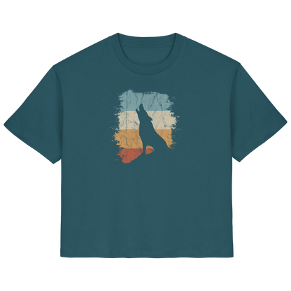 Retro Style lässig heulender Wolf  - Ladies Organic Shirt