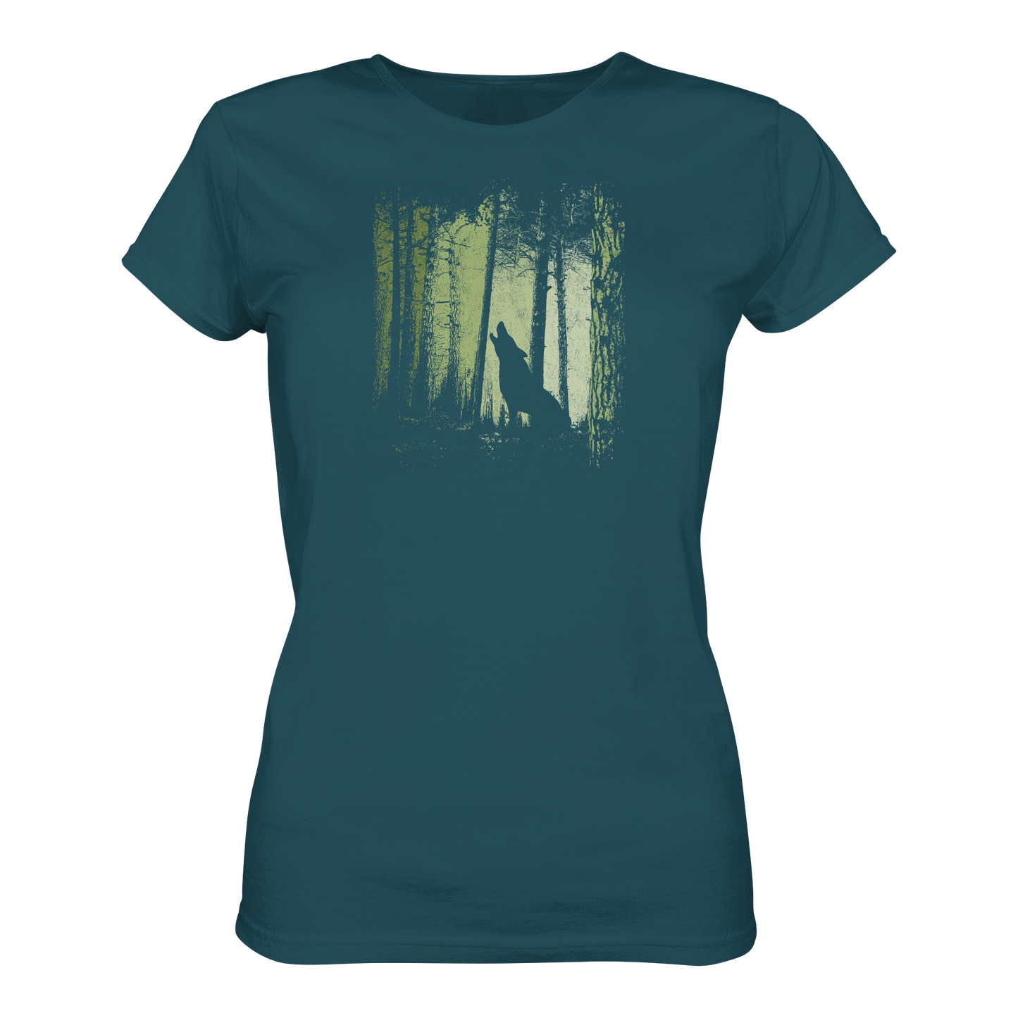 Einsamer Wolf im Zwielicht Wald  - Ladies Organic Shirt