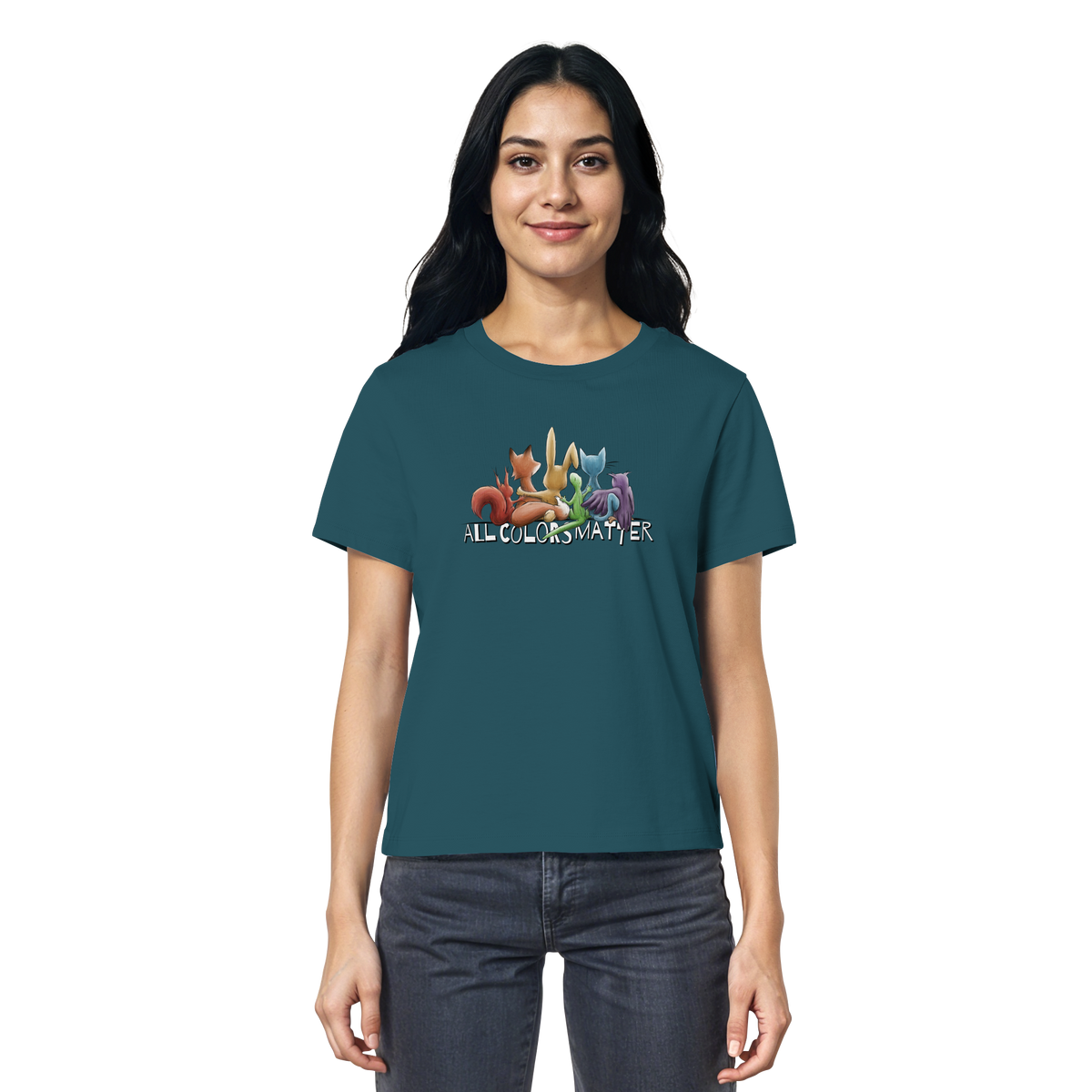 All Colors Matter! Regenbogen Tiere für Vielfalt - Ladies Organic Shirt