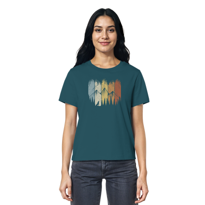 Retro Wald, Berge und Wolf  - Ladies Organic Shirt