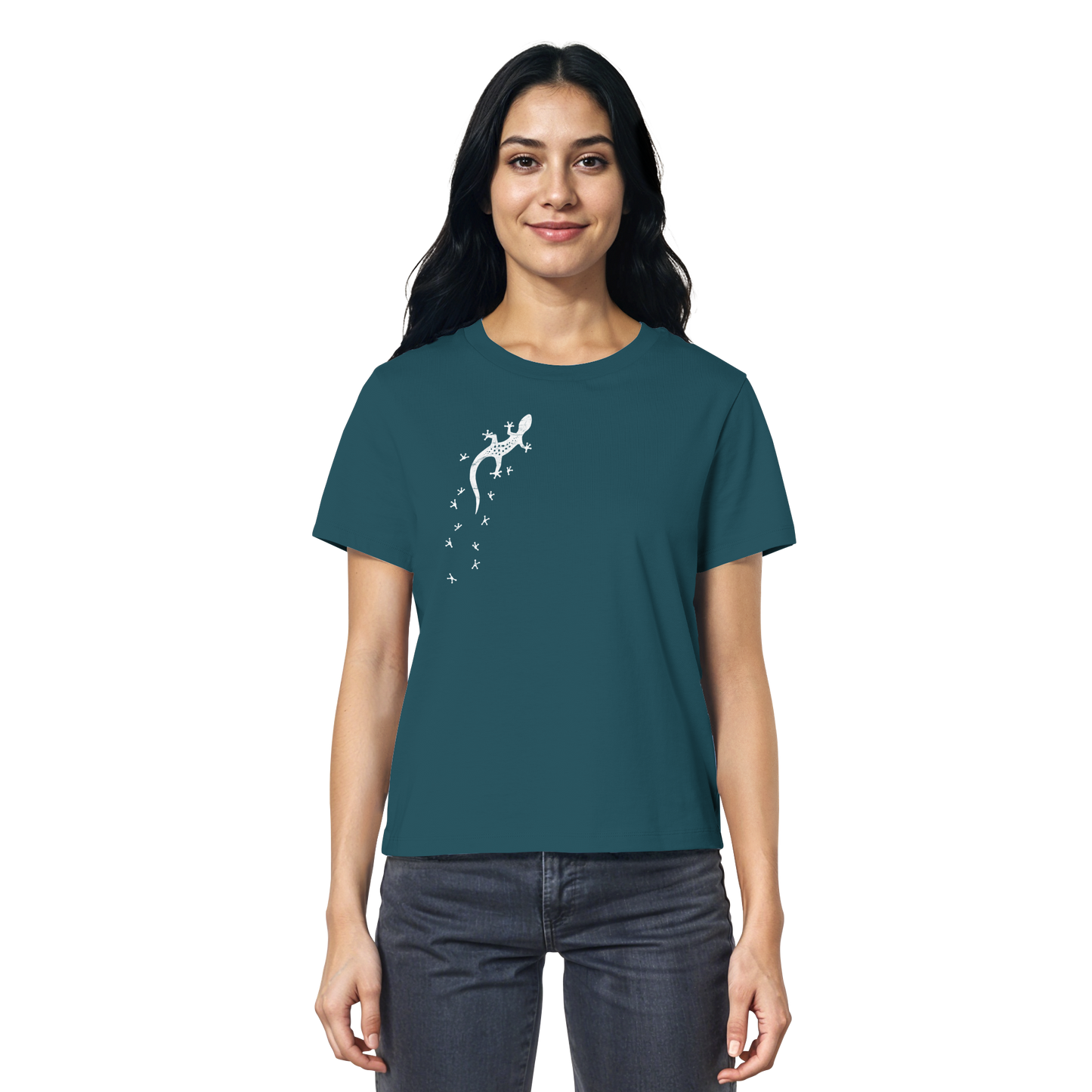 Gecko Eidechse Silhouette hell - Ladies Organic Shirt