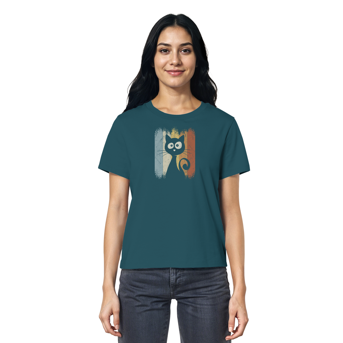 Retro Katze Silhouette - Ladies Organic Shirt