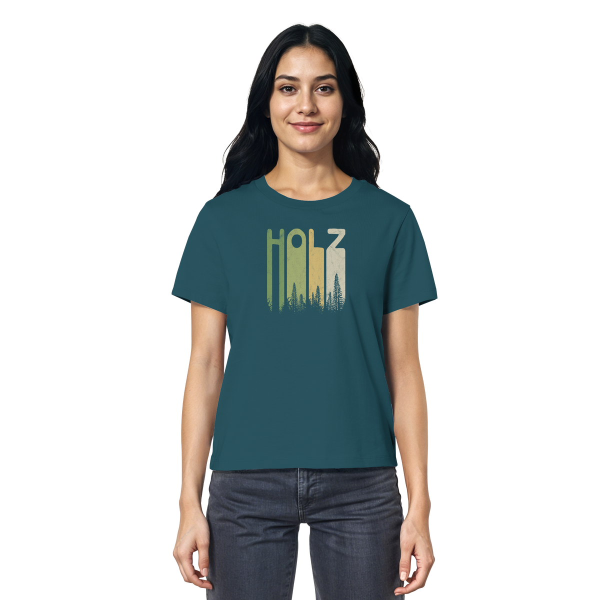 Holz Retro Wald Schriftzug - Ladies Organic Shirt