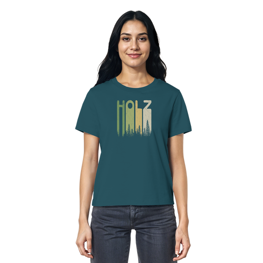 Holz Retro Wald Schriftzug - Ladies Organic Shirt