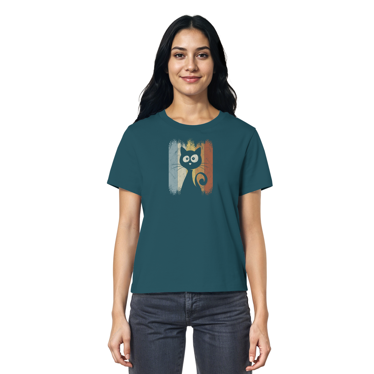Retro Katze Silhouette - Ladies Organic Shirt