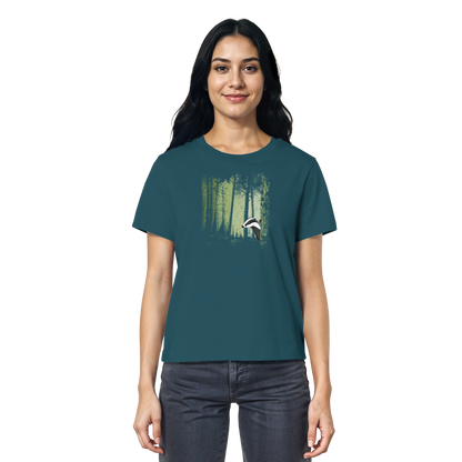 frecher Dachs im Zwielicht Wald - Ladies Organic Shirt