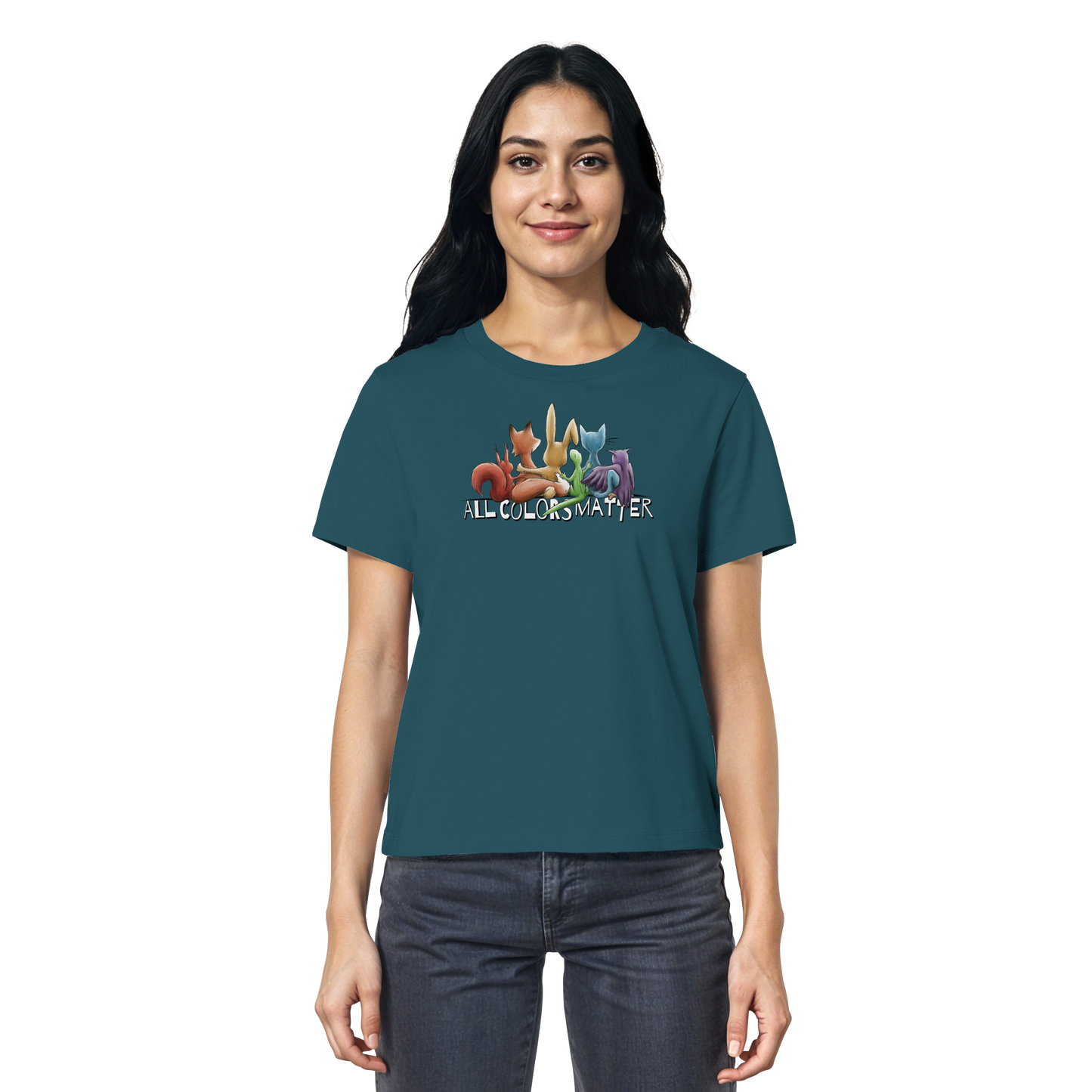 All Colors Matter! Regenbogen Tiere für Vielfalt - Ladies Organic Shirt