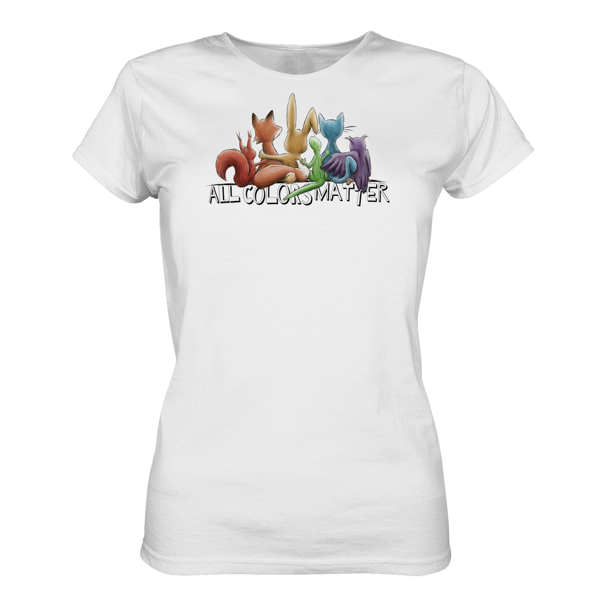 All Colors Matter! Regenbogen Tiere für Vielfalt - Ladies Organic Shirt
