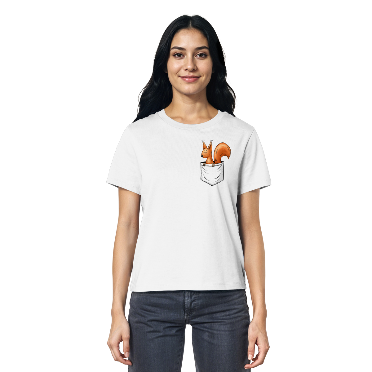 Lässiges Eichhörnchen In Tasche - Ladies Organic Shirt
