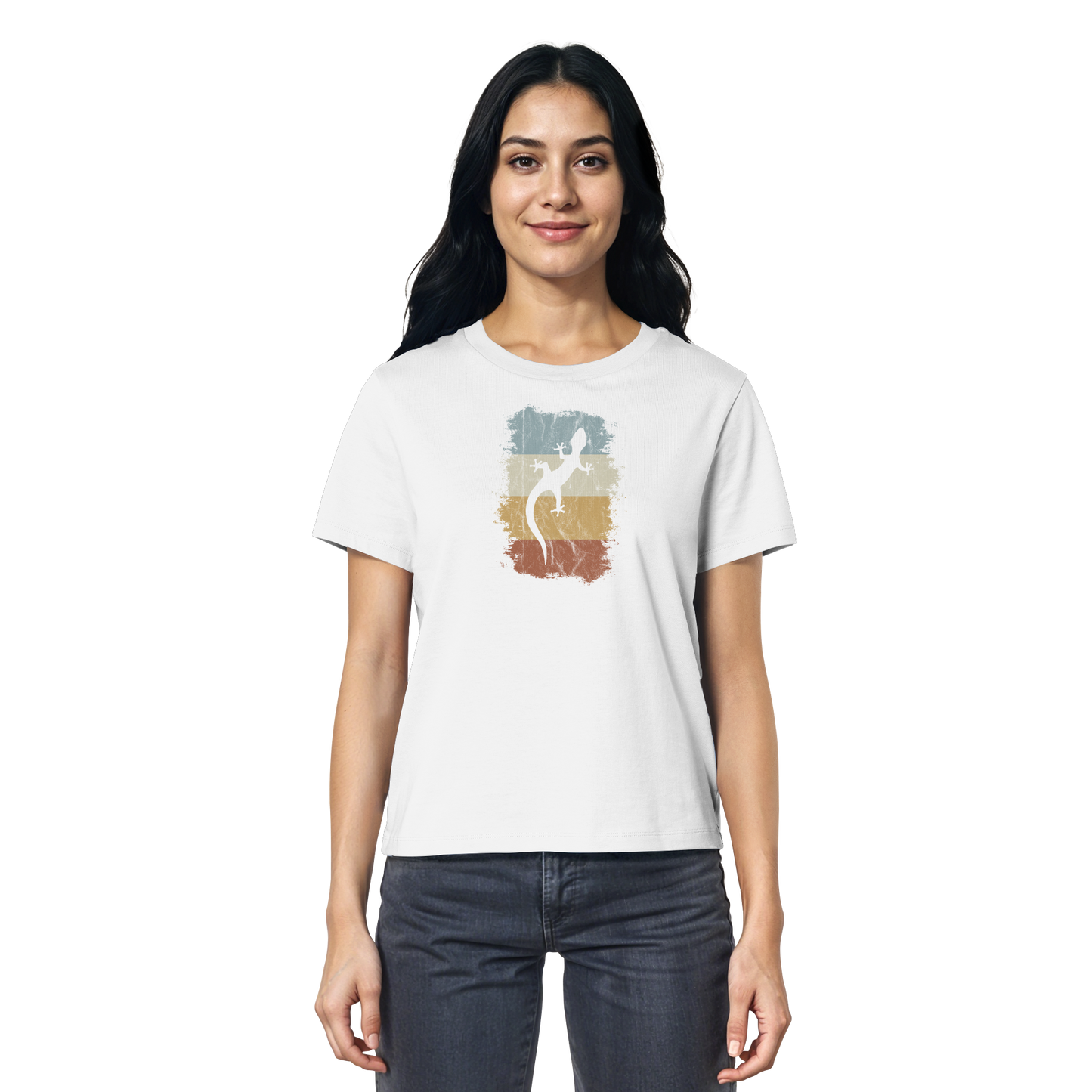 Retro Gecko Salamander Silhouette - Ladies Organic Shirt