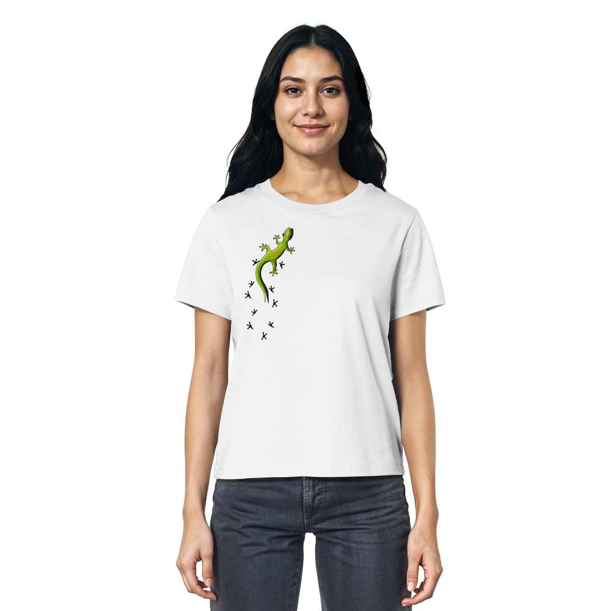Kletternder Gecko mit Spuren - Ladies Organic Shirt