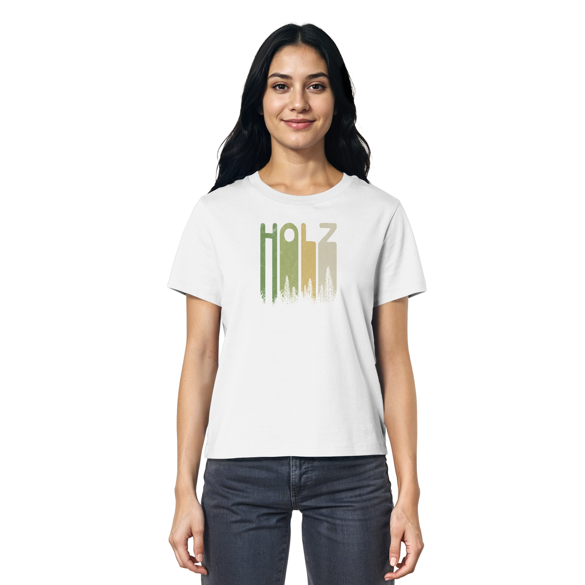 Holz Retro Wald Schriftzug - Ladies Organic Shirt
