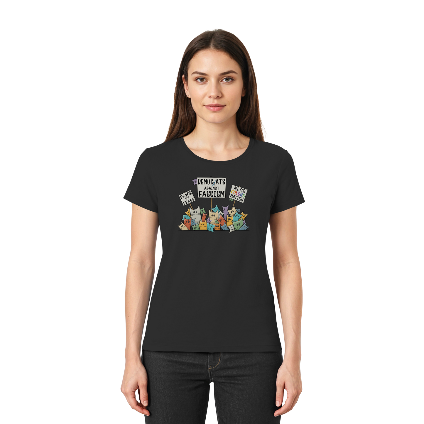 Demo-Katzen gegen Faschismus und für Vielfalt - Ladies Premium Shirt