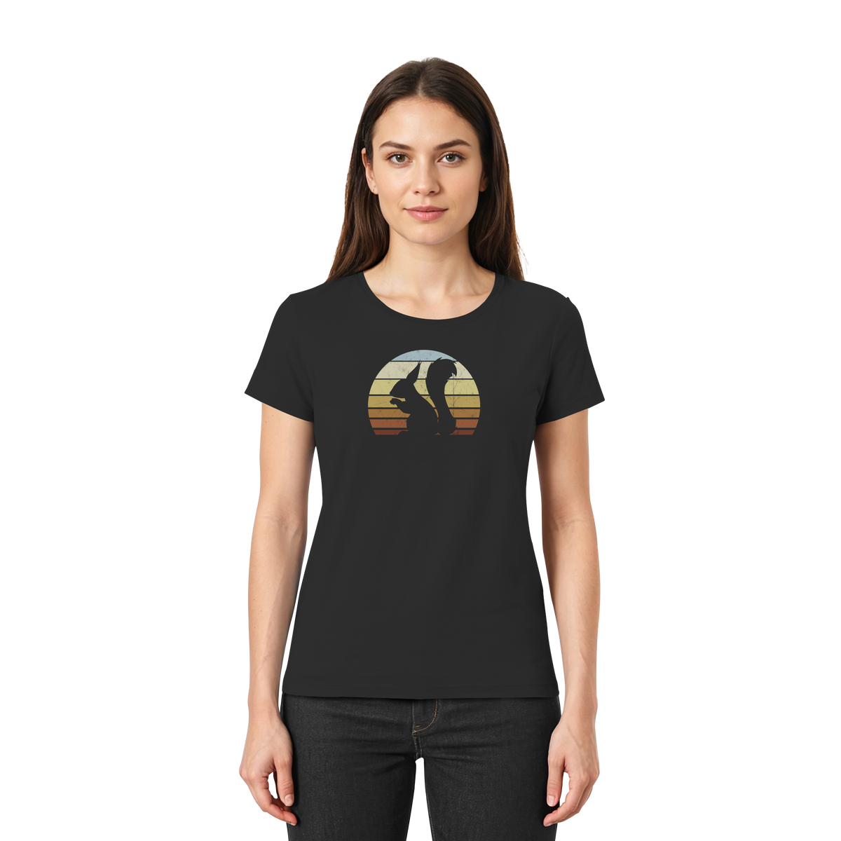 Retro Eichhörnchen Silhouette - Ladies Premium Shirt