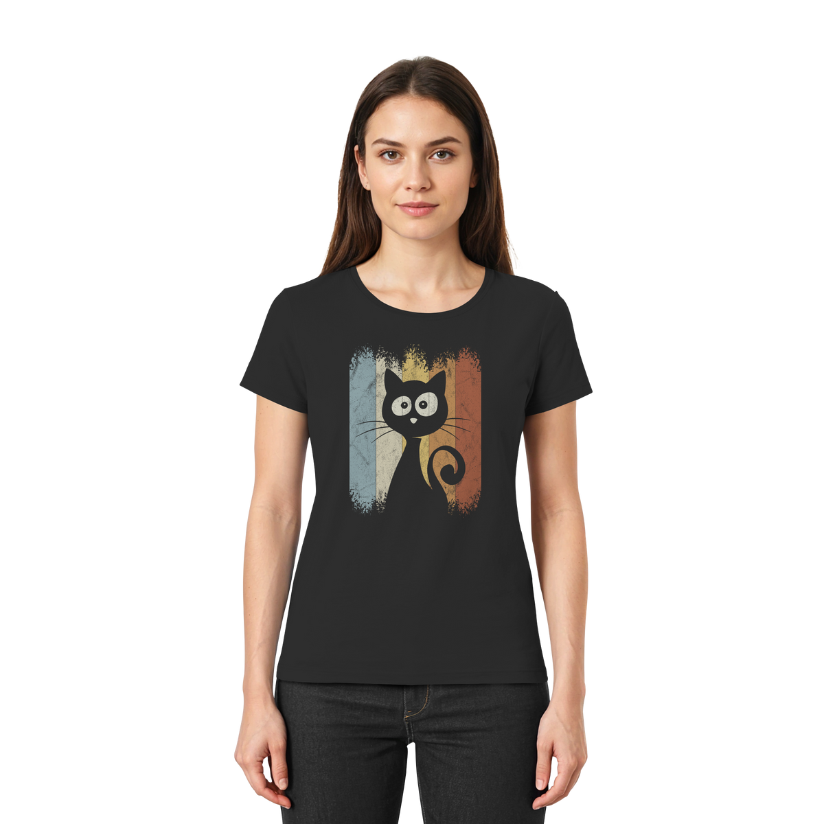 Retro Katze Silhouette - Ladies Premium Shirt