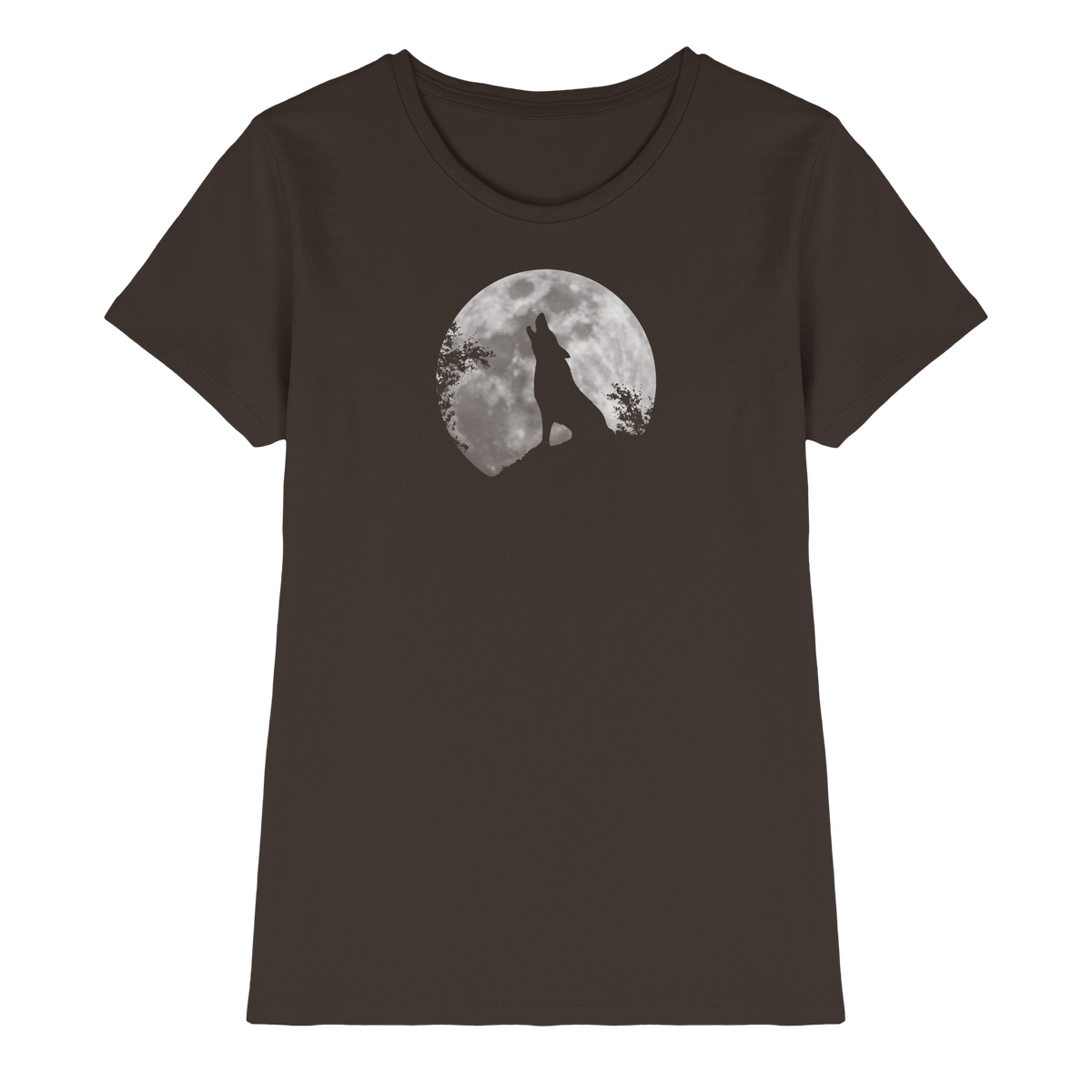 Heulender Wolf Silhouette vor Vollmond - Ladies Premium Shirt