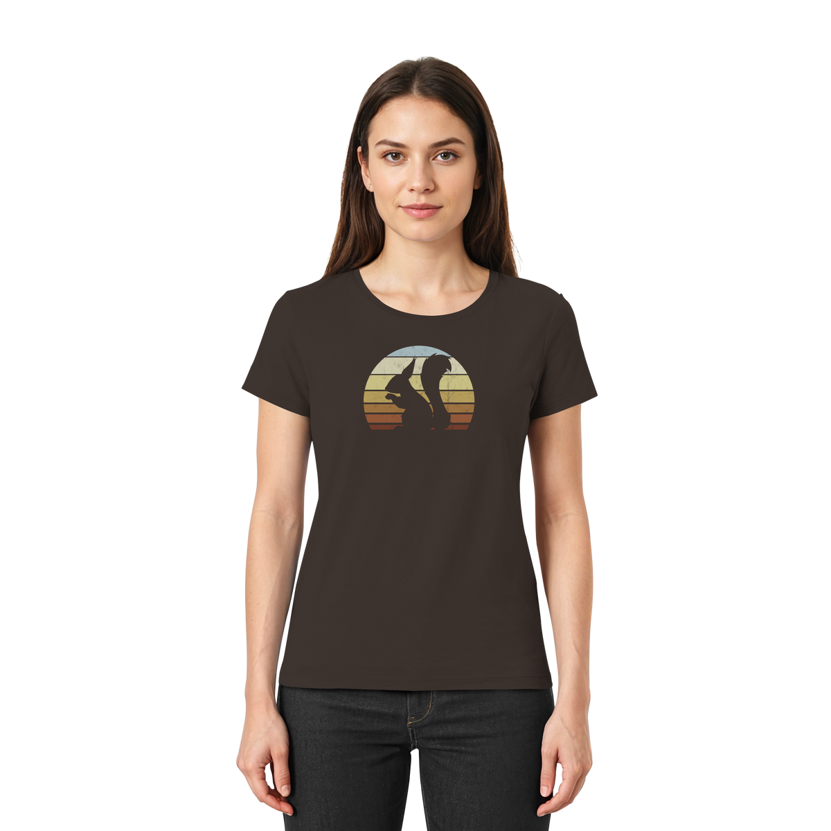 Retro Eichhörnchen Silhouette - Ladies Premium Shirt