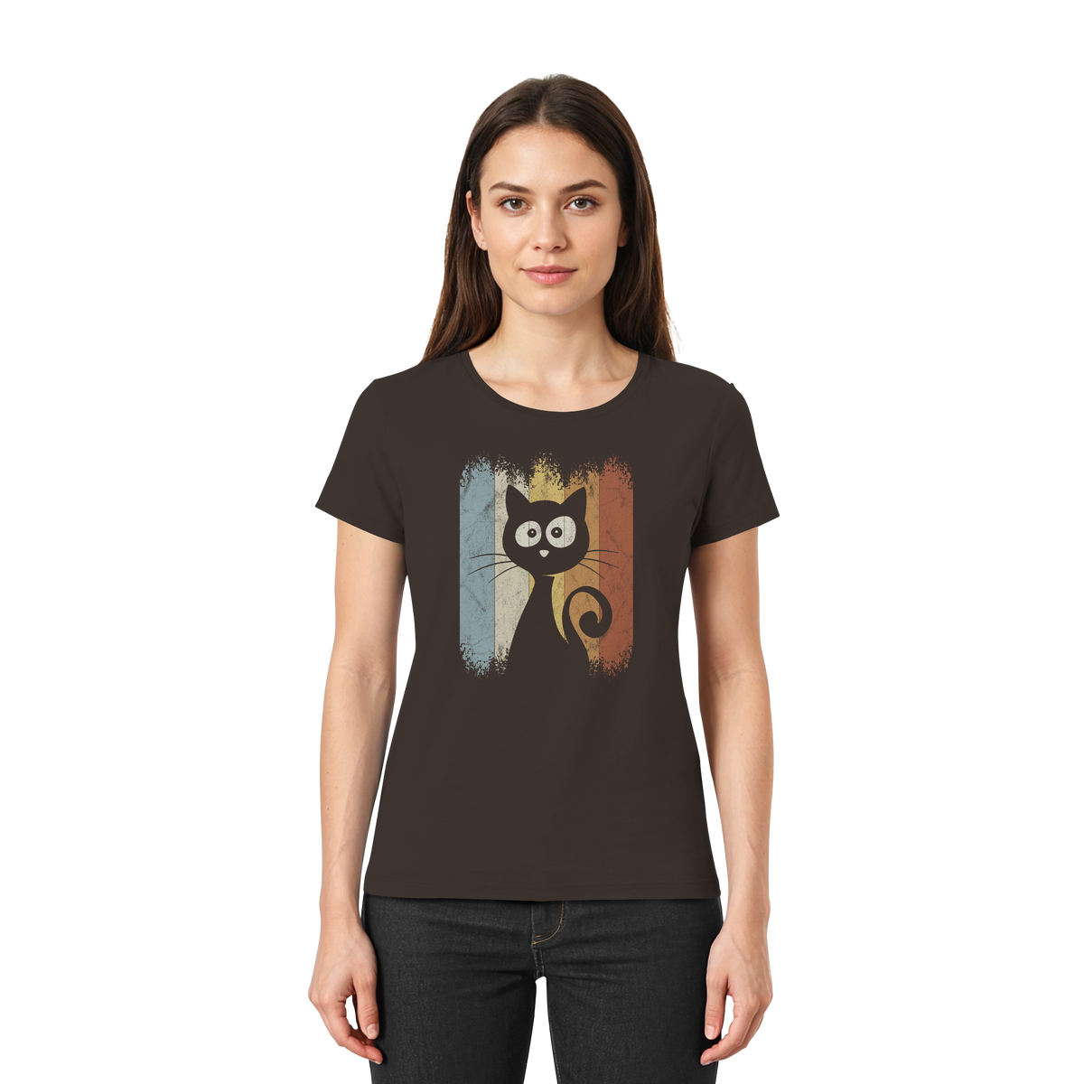 Retro Katze Silhouette - Ladies Premium Shirt