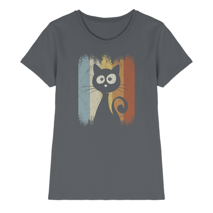 Retro Katze Silhouette - Ladies Premium Shirt