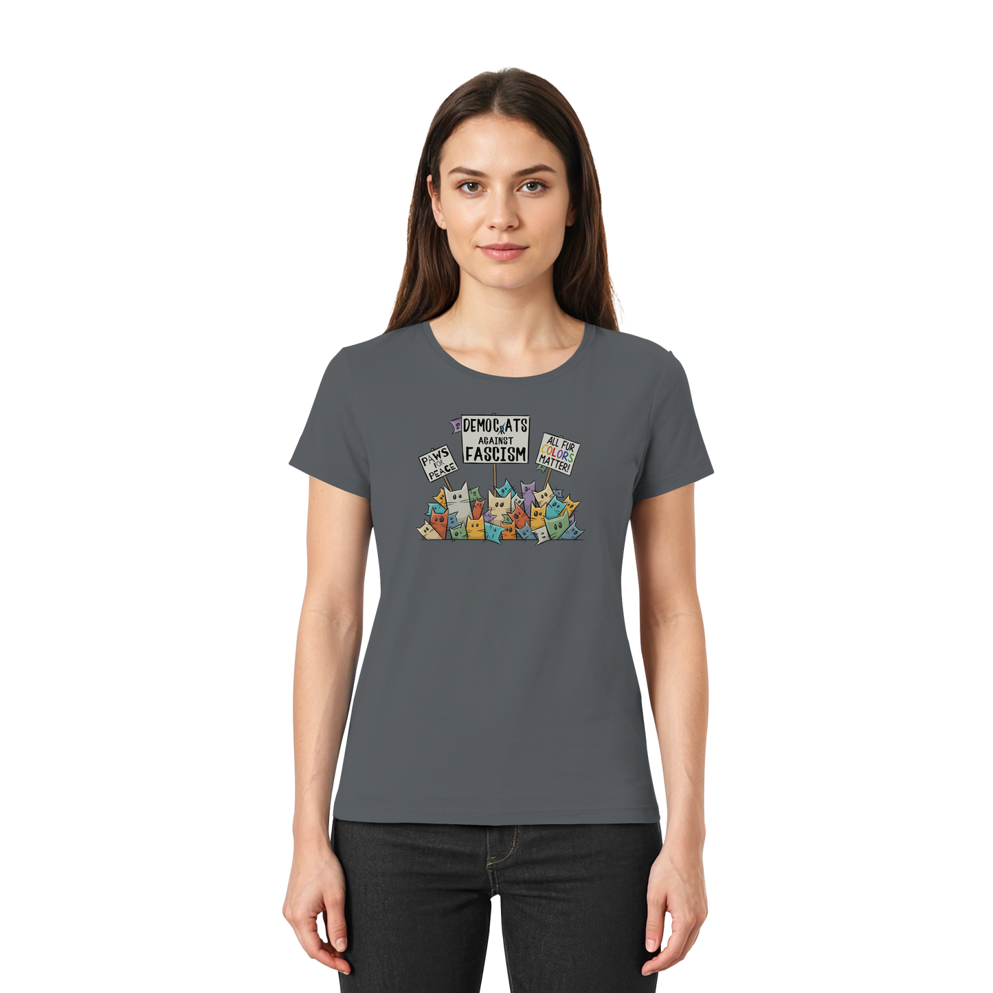 Demo-Katzen gegen Faschismus und für Vielfalt - Ladies Premium Shirt