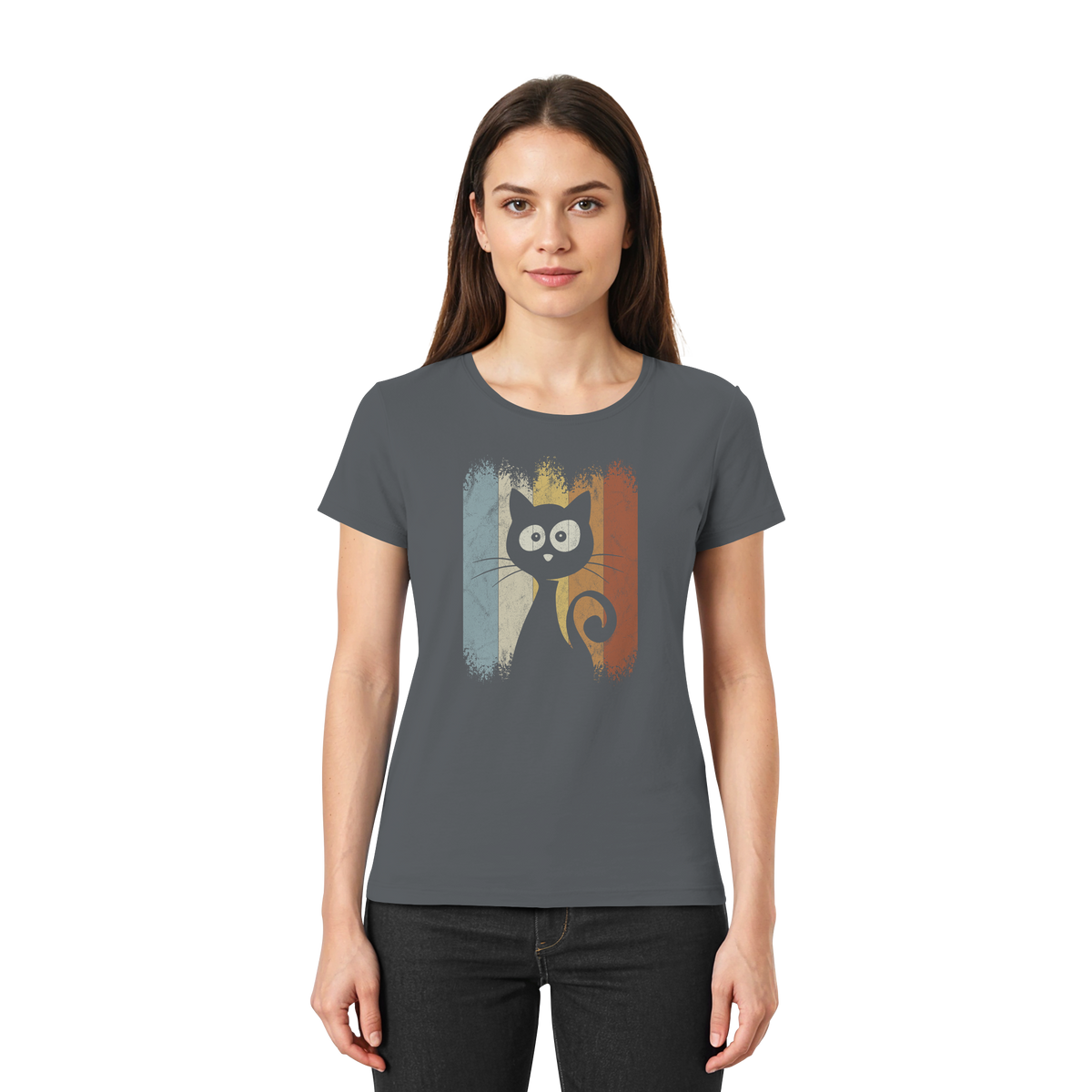 Retro Katze Silhouette - Ladies Premium Shirt