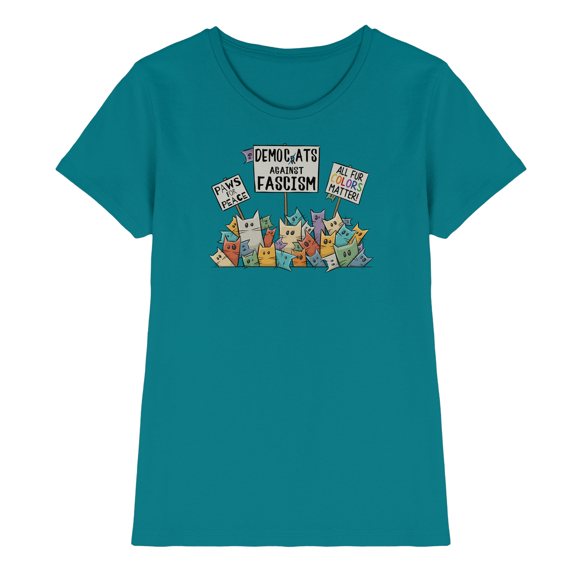 Demo-Katzen gegen Faschismus und für Vielfalt - Ladies Premium Shirt