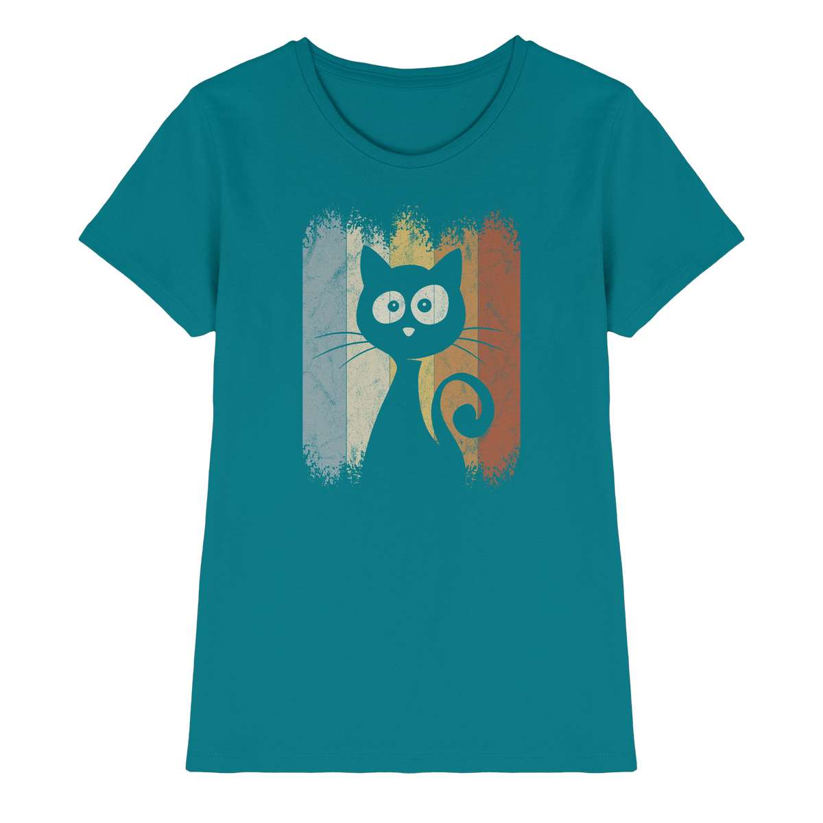Retro Katze Silhouette - Ladies Premium Shirt