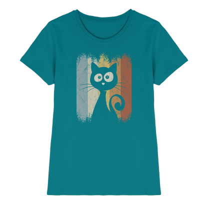 Retro Katze Silhouette - Ladies Premium Shirt