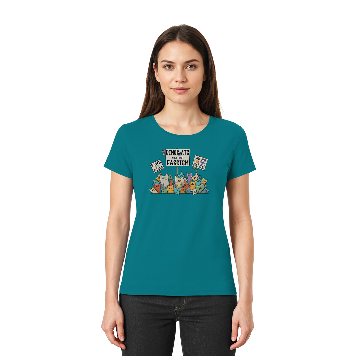 Demo-Katzen gegen Faschismus und für Vielfalt - Ladies Premium Shirt
