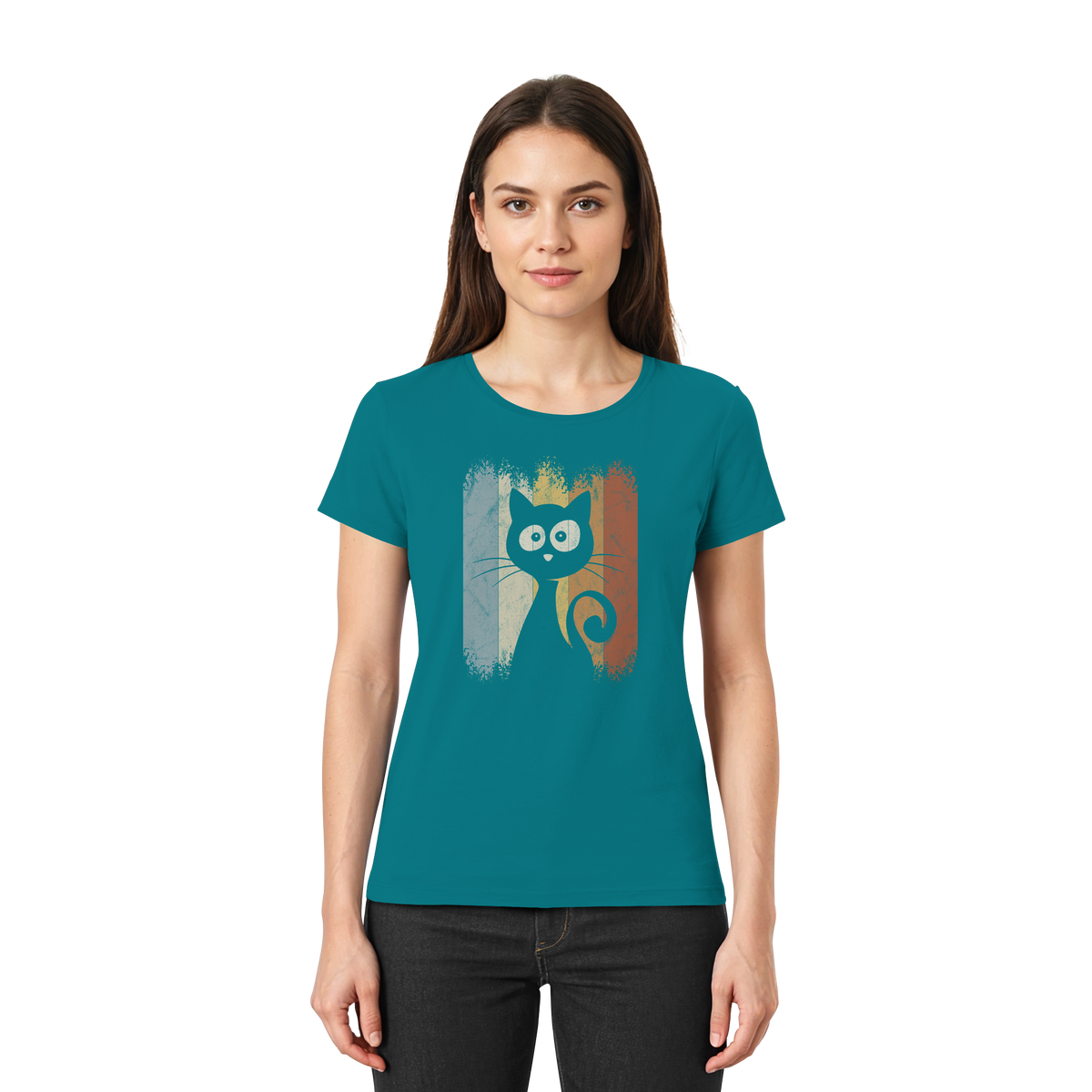 Retro Katze Silhouette - Ladies Premium Shirt