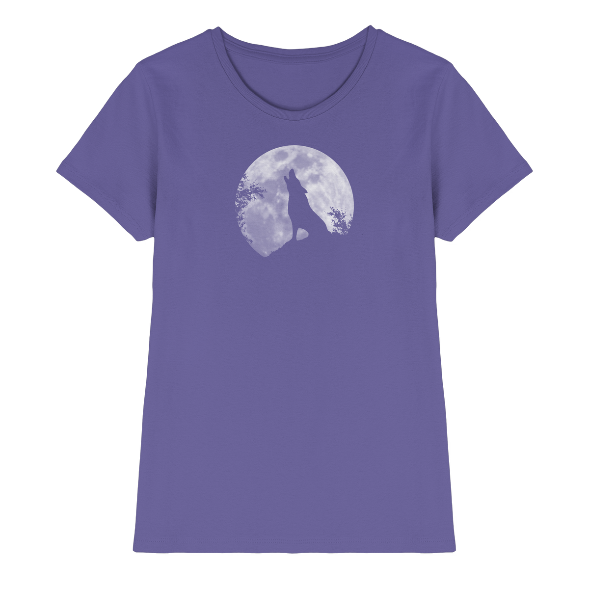 Heulender Wolf Silhouette vor Vollmond - Ladies Premium Shirt