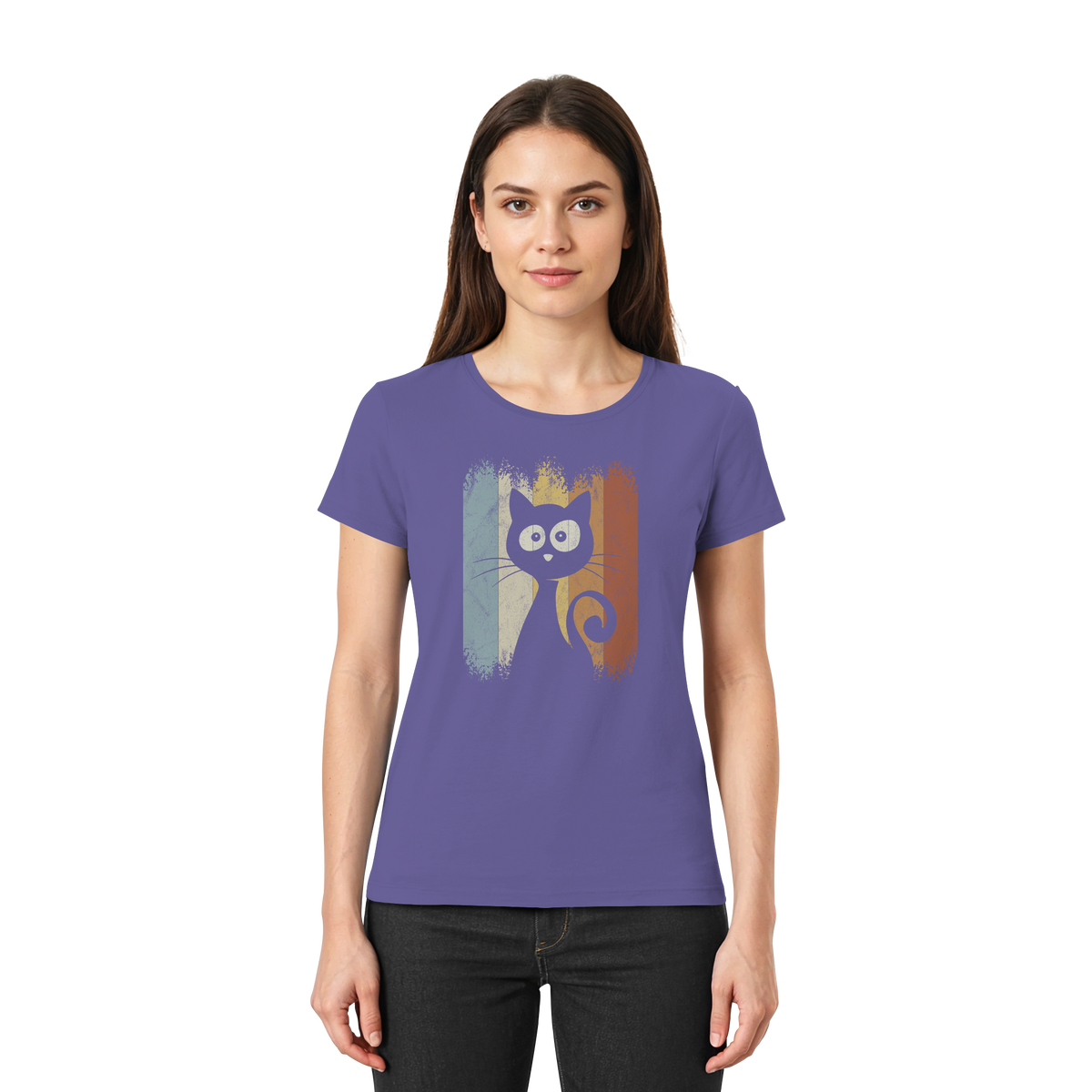 Retro Katze Silhouette - Ladies Premium Shirt