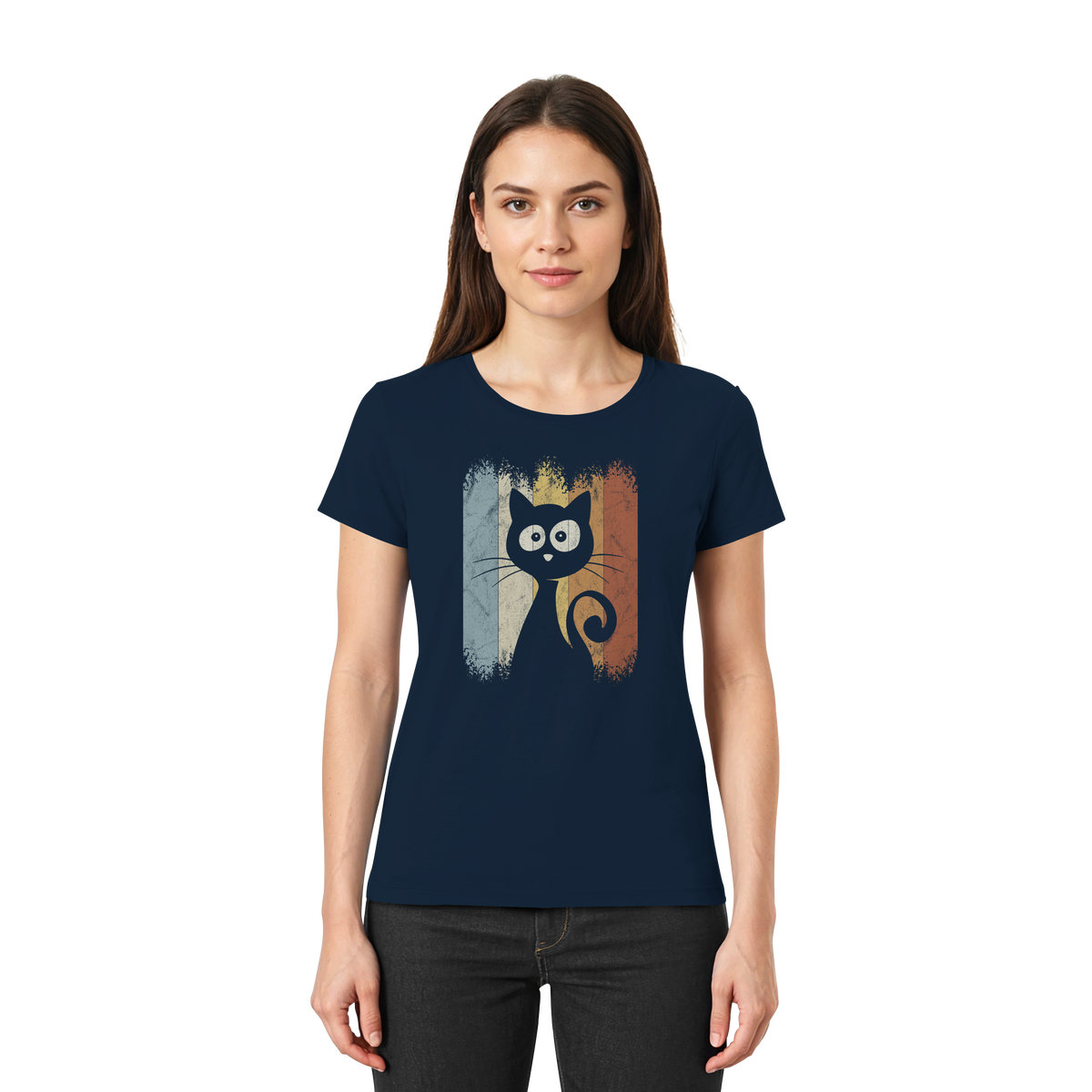 Retro Katze Silhouette - Ladies Premium Shirt