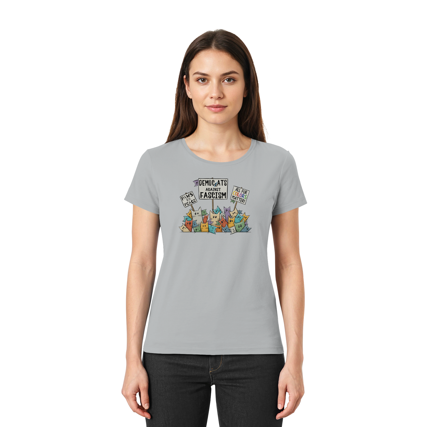 Demo-Katzen gegen Faschismus und für Vielfalt - Ladies Premium Shirt