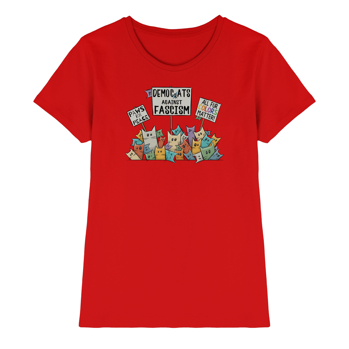 Demo-Katzen gegen Faschismus und für Vielfalt - Ladies Premium Shirt