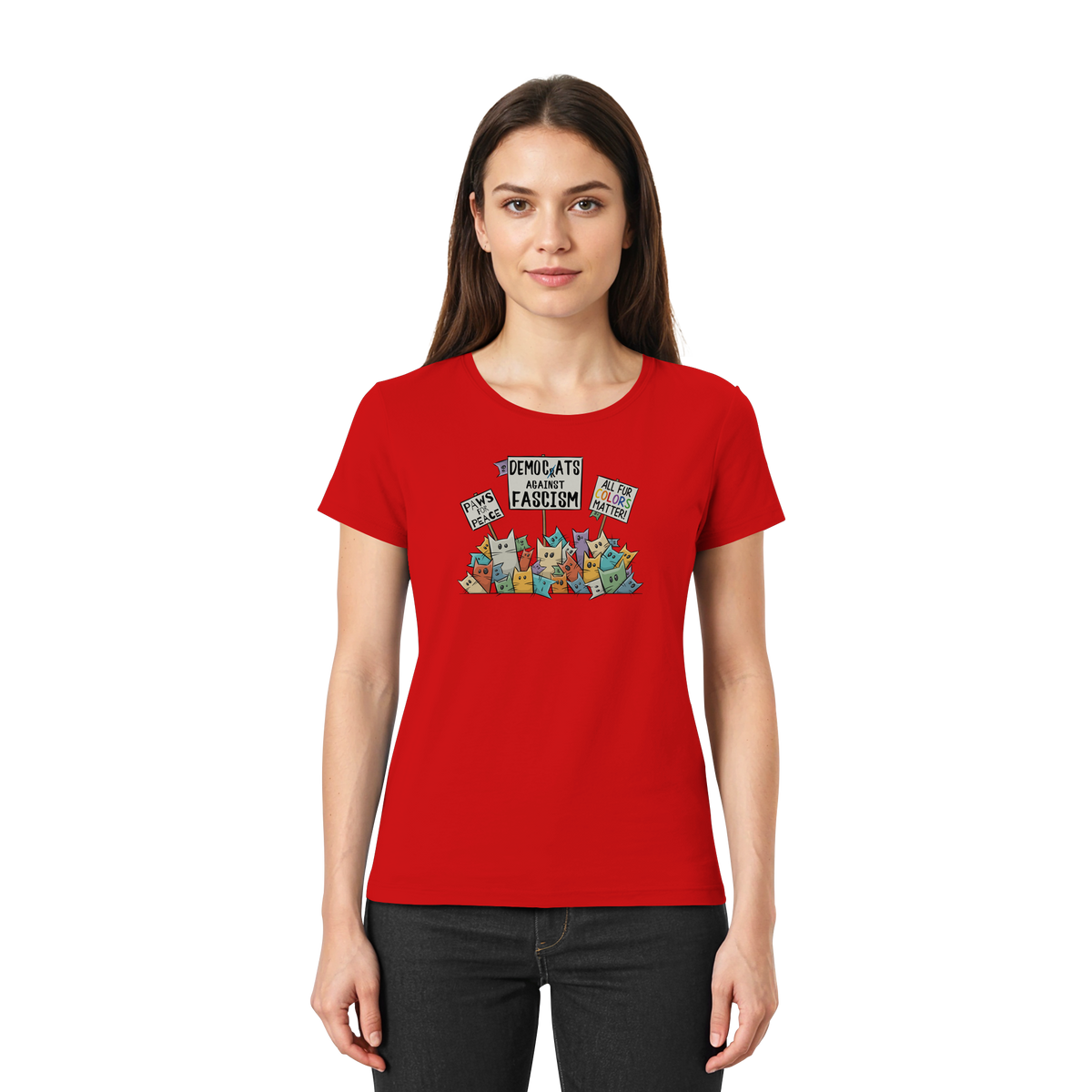 Demo-Katzen gegen Faschismus und für Vielfalt - Ladies Premium Shirt