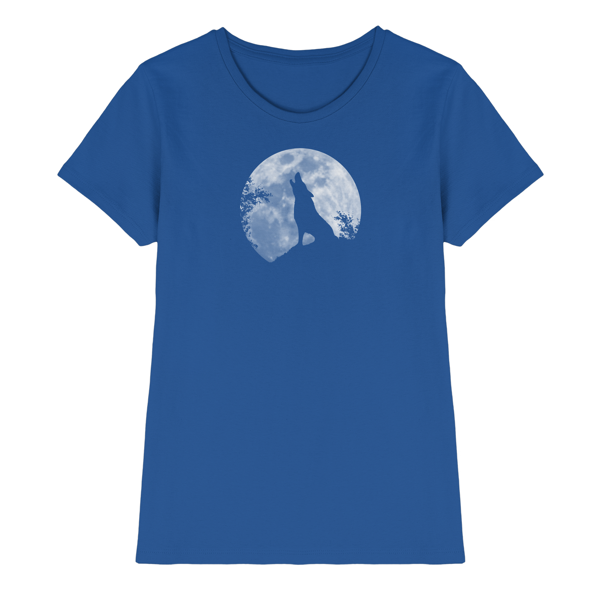 Heulender Wolf Silhouette vor Vollmond - Ladies Premium Shirt