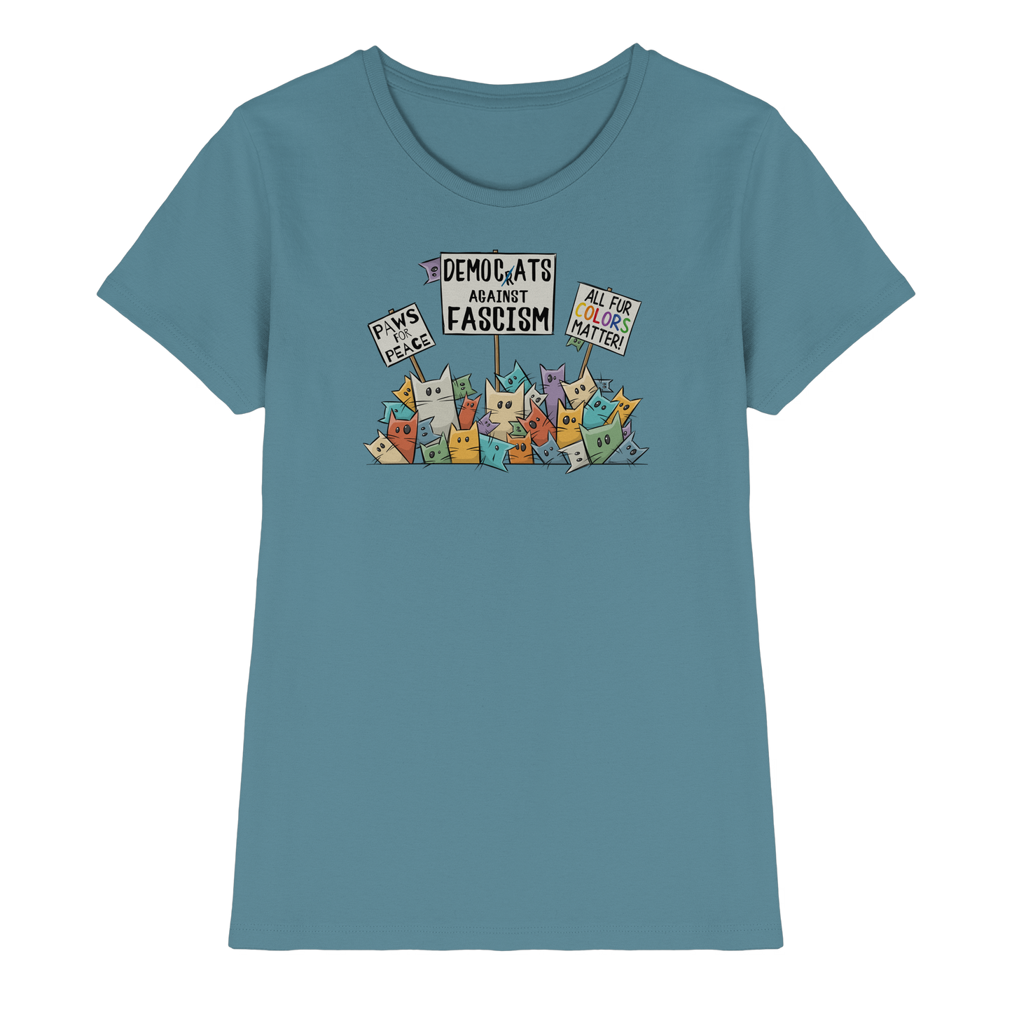 Demo-Katzen gegen Faschismus und für Vielfalt - Ladies Premium Shirt