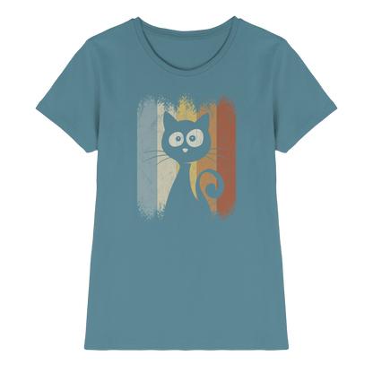 Retro Katze Silhouette - Ladies Premium Shirt