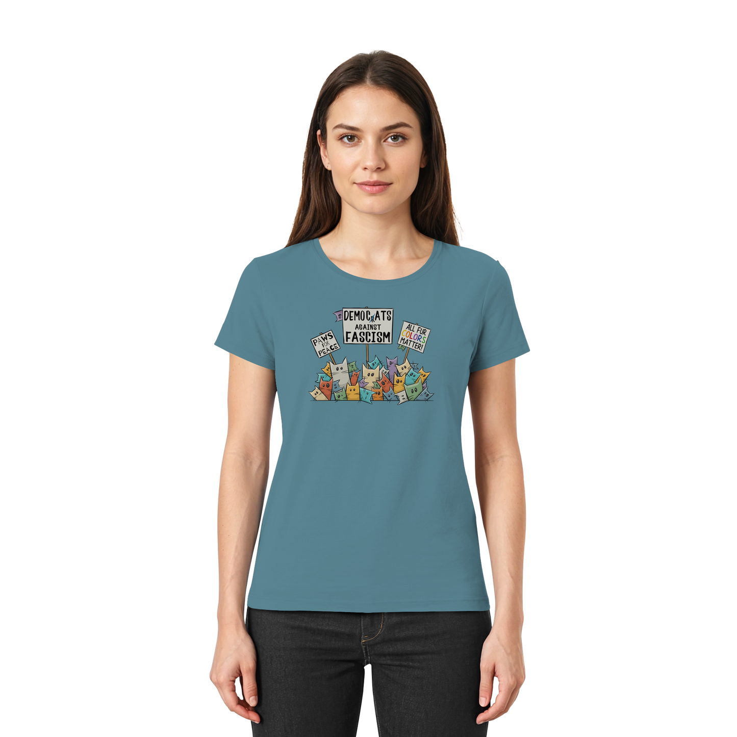 Demo-Katzen gegen Faschismus und für Vielfalt - Ladies Premium Shirt
