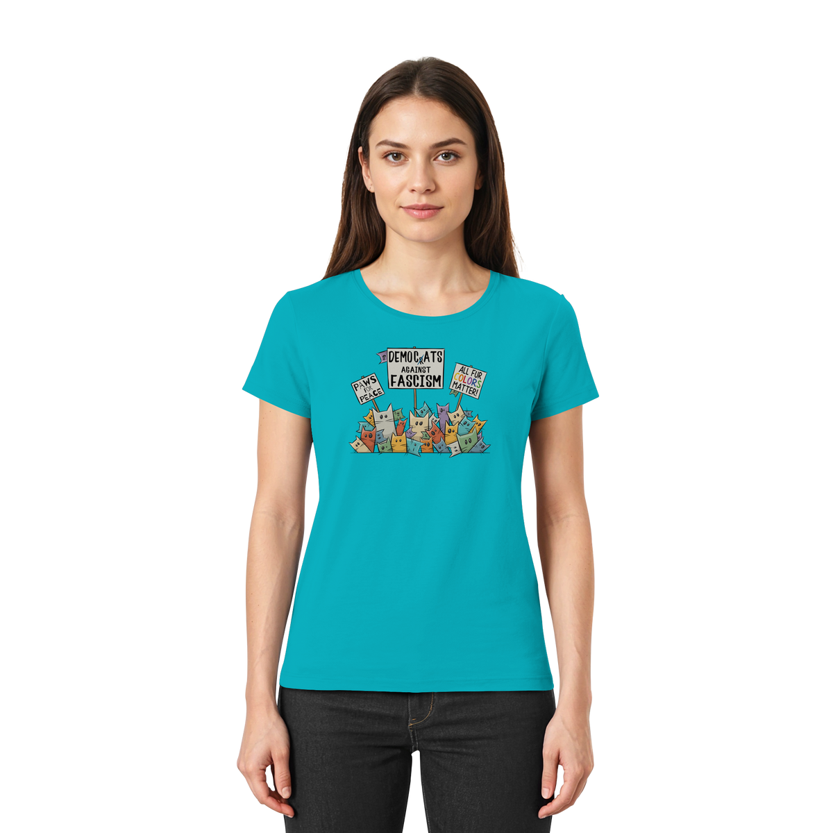 Demo-Katzen gegen Faschismus und für Vielfalt - Ladies Premium Shirt