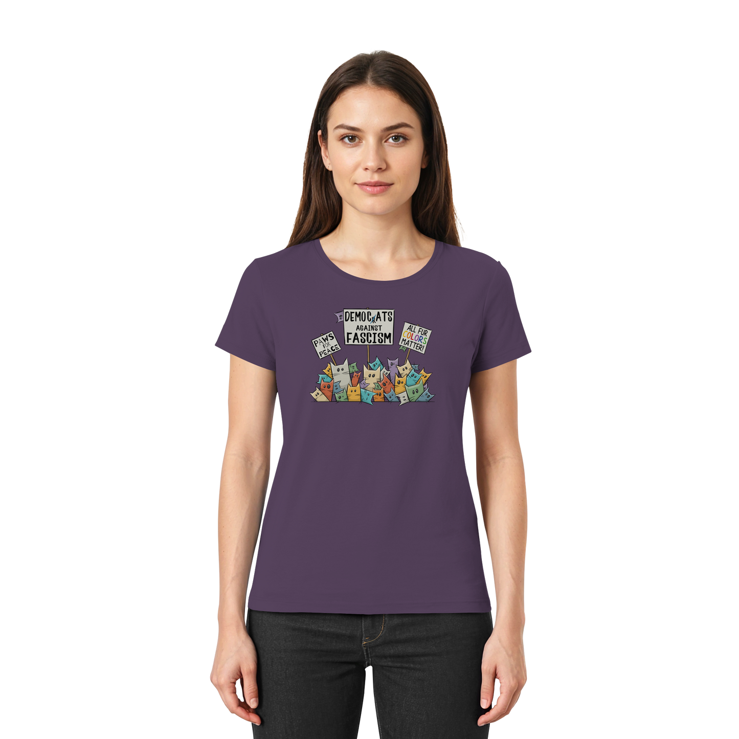 Demo-Katzen gegen Faschismus und für Vielfalt - Ladies Premium Shirt
