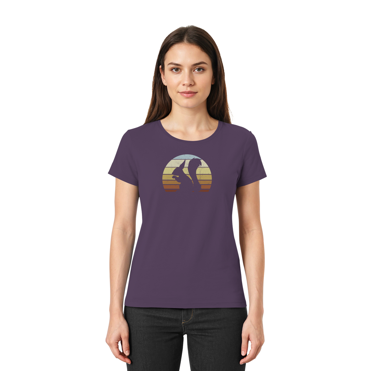 Retro Eichhörnchen Silhouette - Ladies Premium Shirt