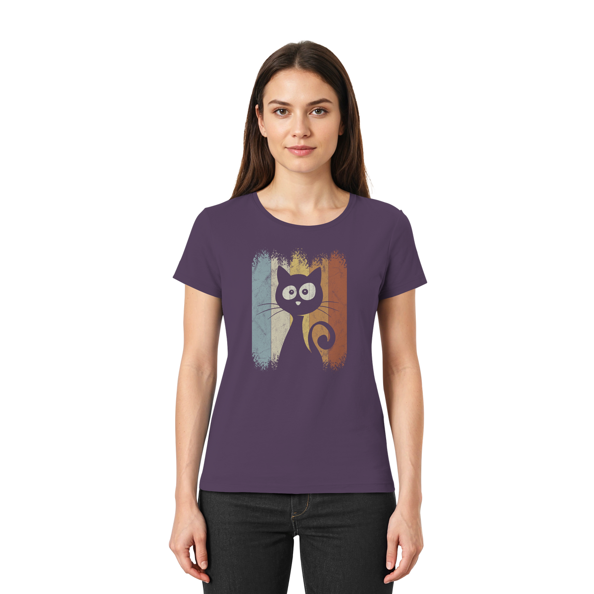 Retro Katze Silhouette - Ladies Premium Shirt