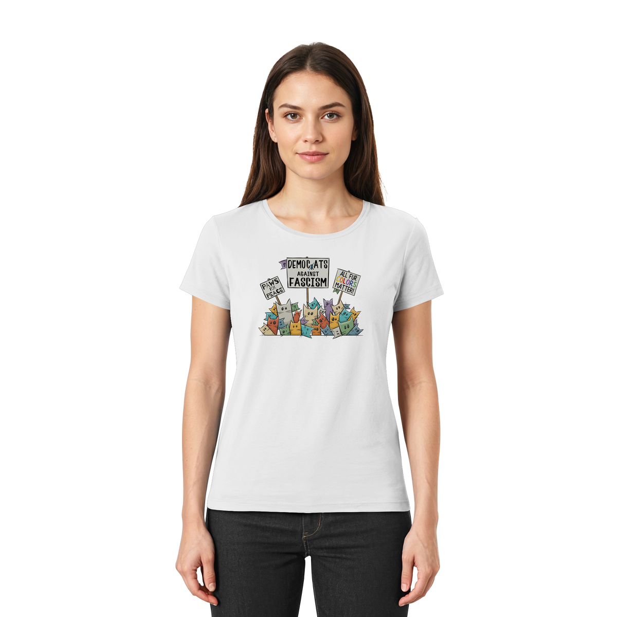Demo-Katzen gegen Faschismus und für Vielfalt - Ladies Premium Shirt