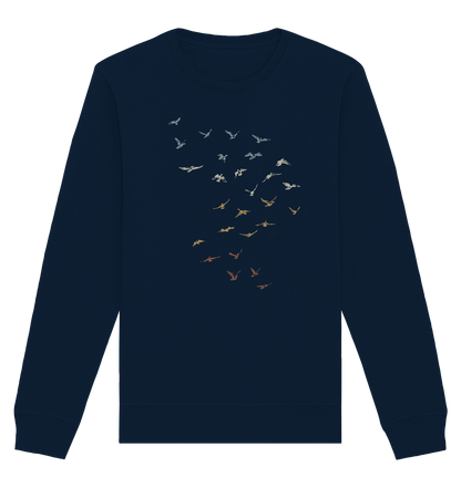 Retro Vogel Schwarm - Organic Basic Unisex Sweatshirt