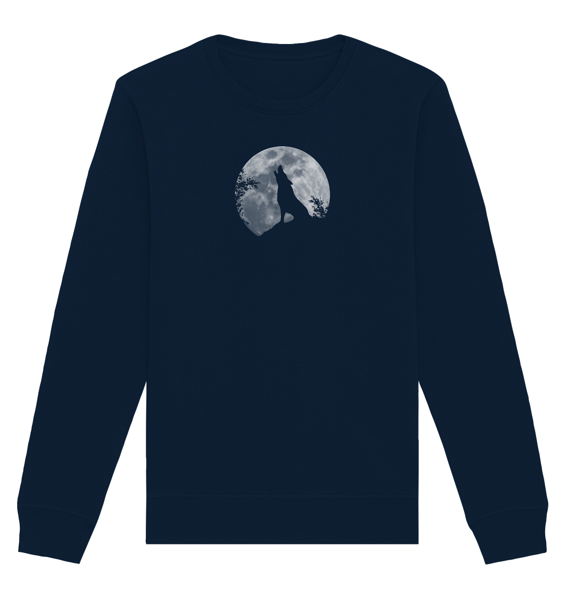 Heulender Wolf Silhouette vor Vollmond - Organic Basic Unisex Sweatshirt
