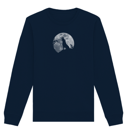 Heulender Wolf Silhouette vor Vollmond - Organic Basic Unisex Sweatshirt