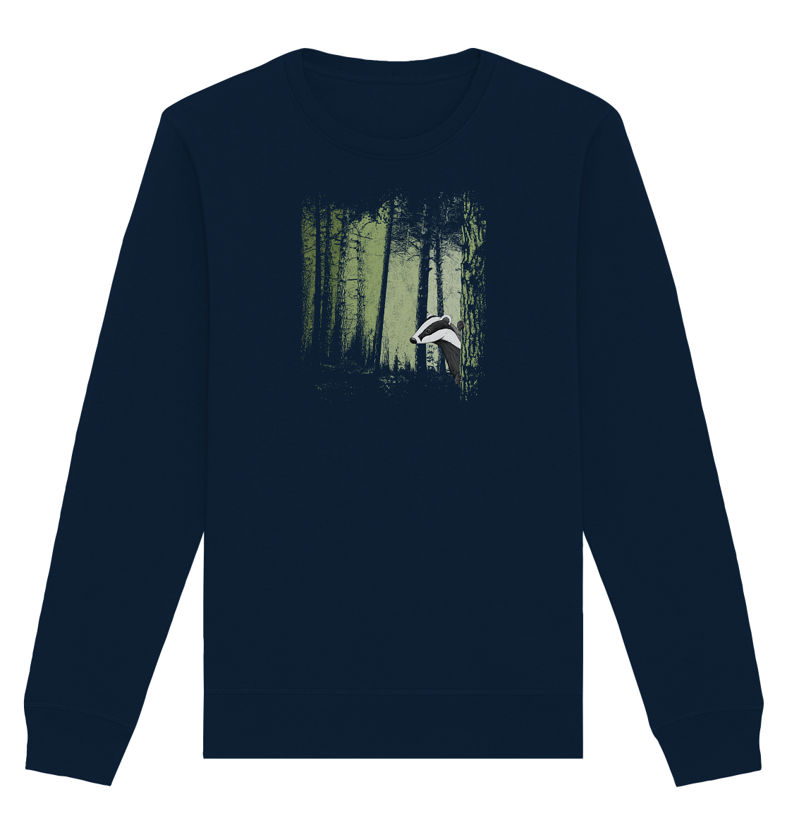 frecher Dachs im Zwielicht Wald - Organic Basic Unisex Sweatshirt