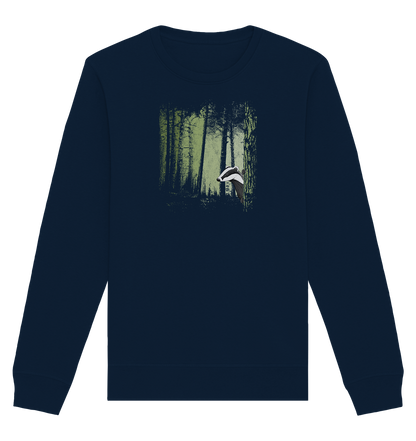 frecher Dachs im Zwielicht Wald - Organic Basic Unisex Sweatshirt